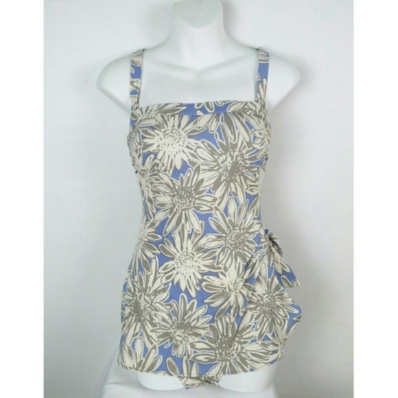 Retro Style One piece swimsuit with pinup Coverup Skirt M - Picture 1 of 7